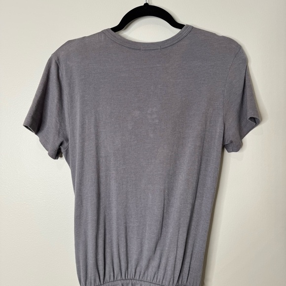 NWT Standard James Perse Gray Surplice Bust Ruched Short Sleeve Cotton Dress - Picture 9 of 12